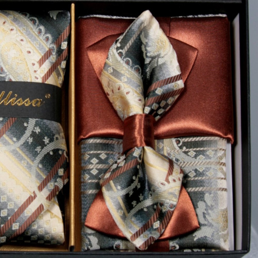 Daniel Ellissa Cream Black Bow & Neck Tie 6 Set - Picture 4 of 6